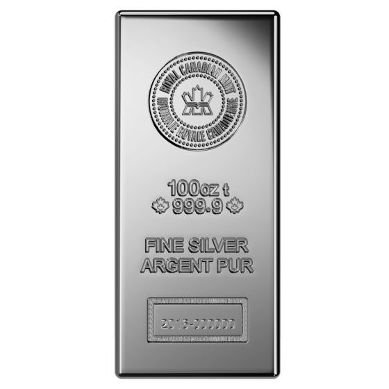100 oz Royal Canadian Mint New Style Silver Bar